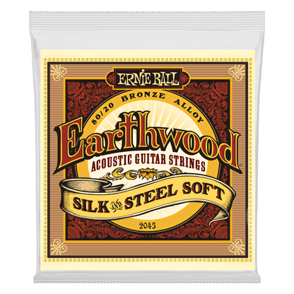 Ernie Ball 2045 Soft Earthwood 80/20 Bronze Silk & Steel Acoustic Strings, 11-52