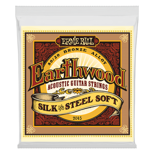 Ernie Ball 2045 Soft Earthwood 80/20 Bronze Silk & Steel Acoustic Strings, 11-52