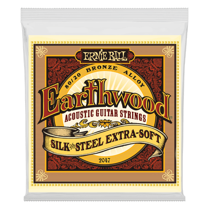 Ernie Ball 2047 Extra Soft Earthwood 80/20 Bronze Silk & Steel Acoustic Strings, 10-50