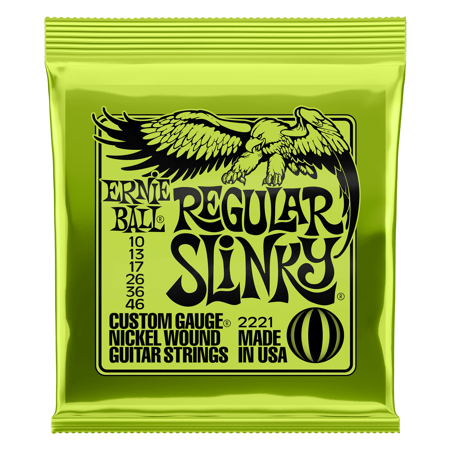 Ernie Ball 2221 Regular Slinky Nickel Wound Electric Guitar Strings, 10-46