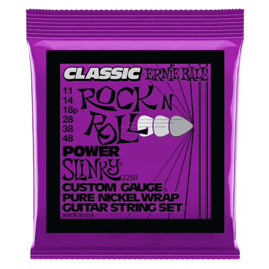 Ernie Ball 2250 Classic Pure Nickel Power Slinky Electric Guitar Strings, 11-48