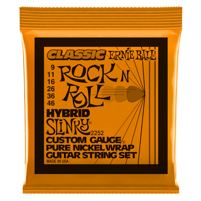 Ernie Ball 2252 Classic Pure Nickel Hybrid Slinky Electric Guitar Strings, 9-46