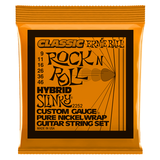Ernie Ball 2252 Classic Pure Nickel Hybrid Slinky Electric Guitar Strings, 9-46