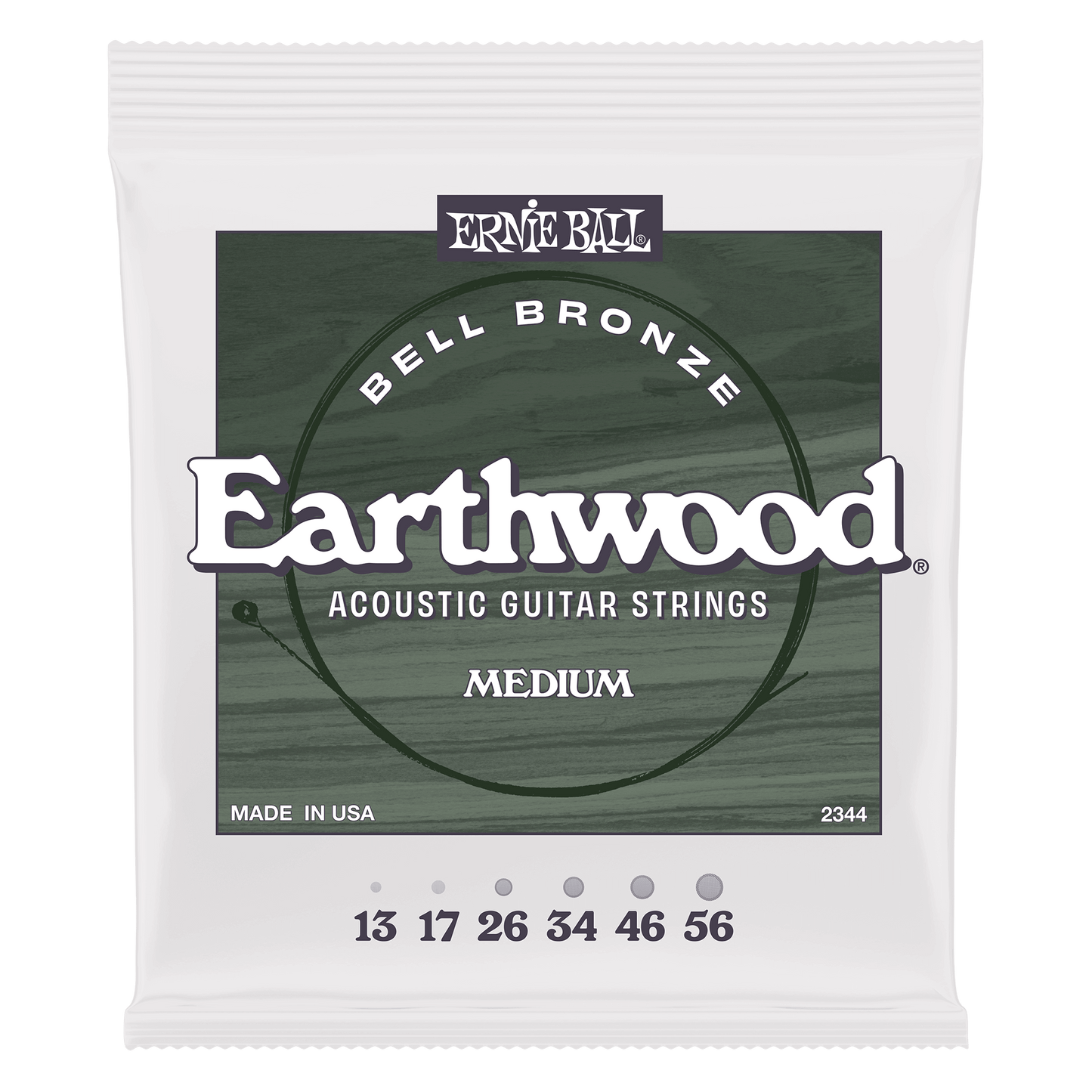 Ernie Ball 2344 Medium Earthwood Bell Bronze Acoustic Strings, 13-56