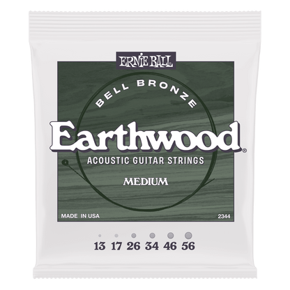 Ernie Ball 2344 Medium Earthwood Bell Bronze Acoustic Strings, 13-56