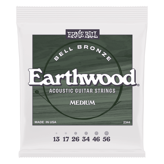 Ernie Ball 2344 Medium Earthwood Bell Bronze Acoustic Strings, 13-56
