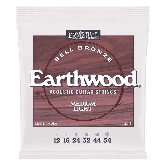 Ernie Ball 2346 Medium Light Earthwood Bell Bronze Acoustic Strings, 12-54