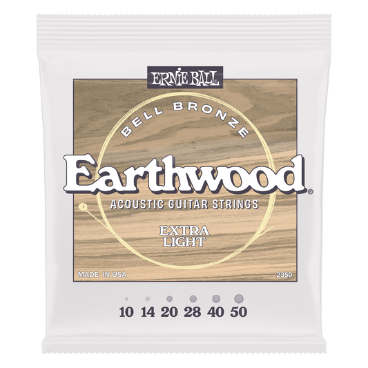 Ernie Ball 2350 Extra Light Earthwood Bell Bronze Acoustic Strings, 10-50