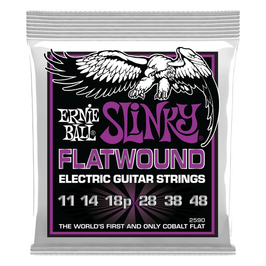 Ernie Ball 2590 Cobalt Flatwound Power Slinky Electric Guitar Strings, 11-48