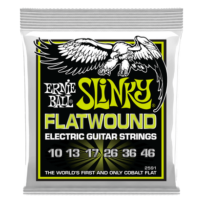 Ernie Ball 2591 Cobalt Flatwound Regular Slinky Electric Guitar Strings, 10-46