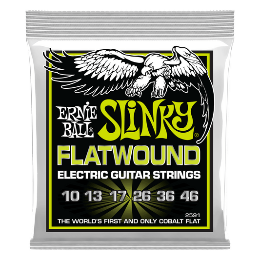 Ernie Ball 2591 Cobalt Flatwound Regular Slinky Electric Guitar Strings, 10-46