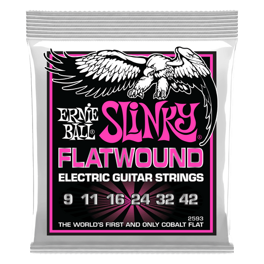 Ernie Ball 2593 Cobalt Flatwound Super Slinky Electric Guitar Strings, 9-42