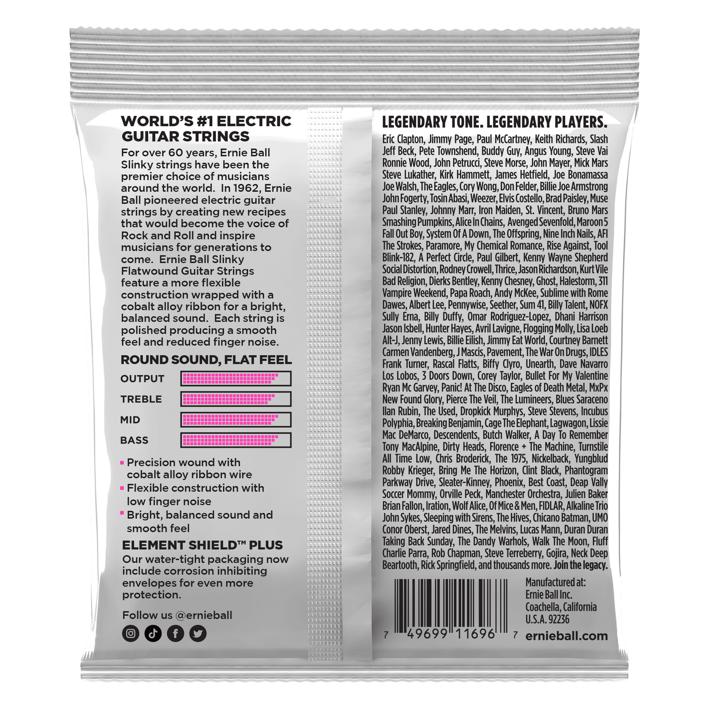 Ernie Ball 2593 Cobalt Flatwound Super Slinky Electric Guitar Strings, 9-42