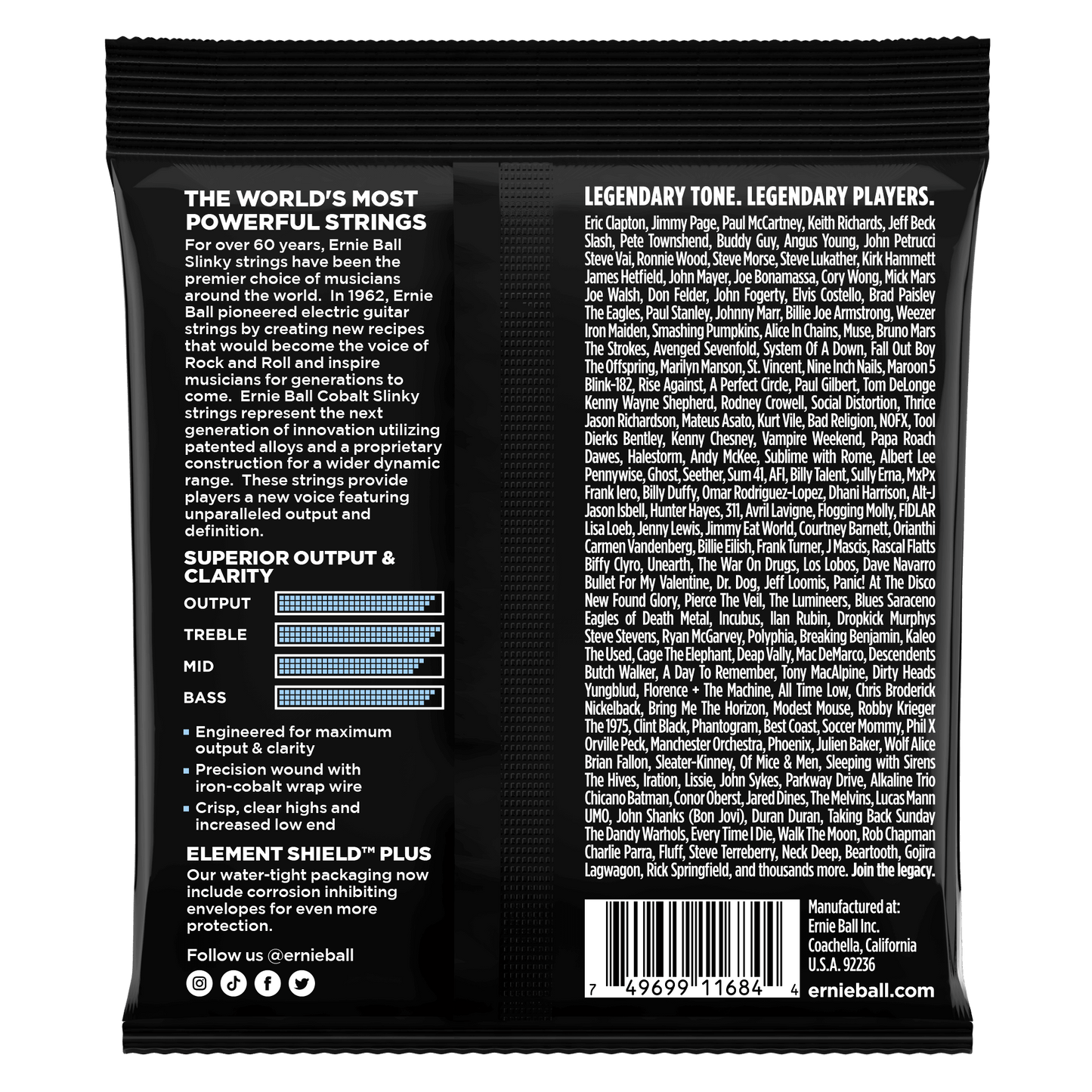 Ernie Ball 2712 Cobalt Primo Slinky Electric Guitar Strings, 9.5-44
