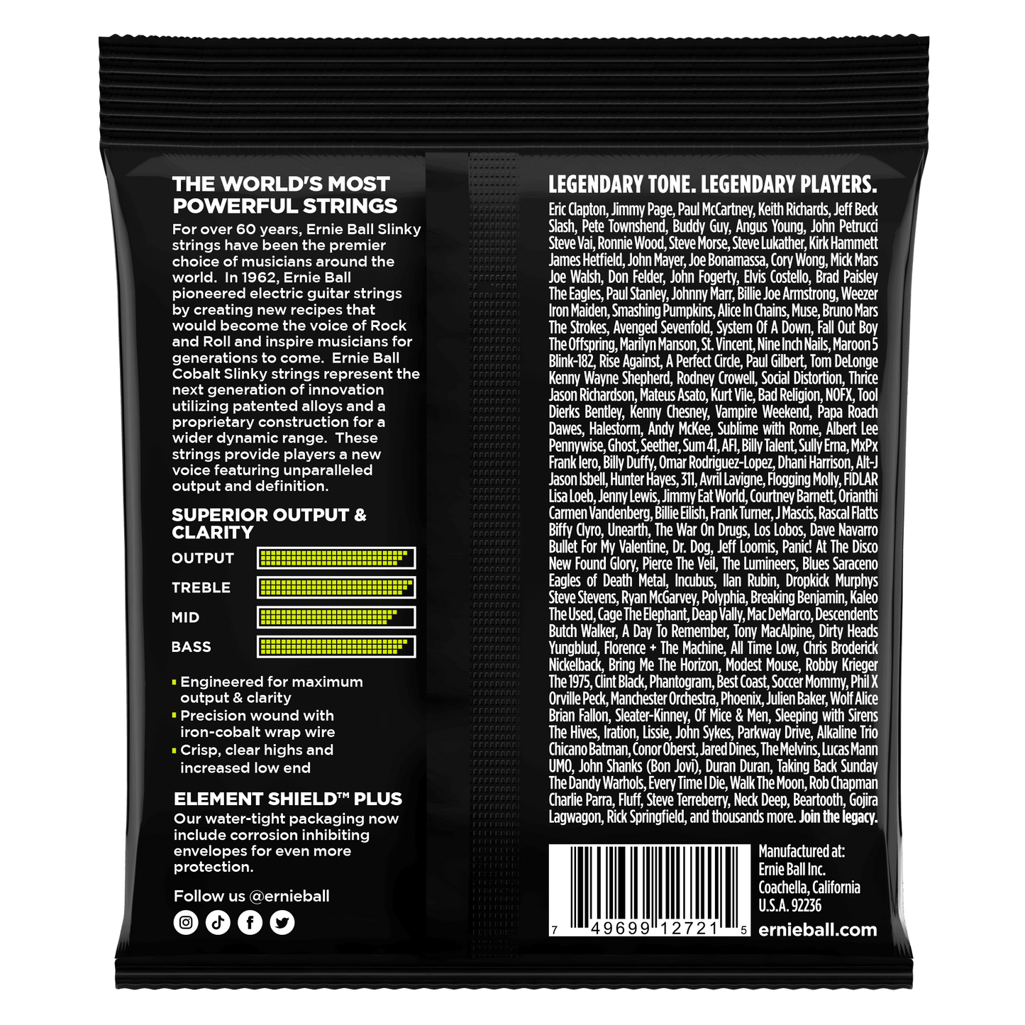 Ernie Ball 2721 Cobalt Regular Slinky Electric Guitar Strings, 10-46