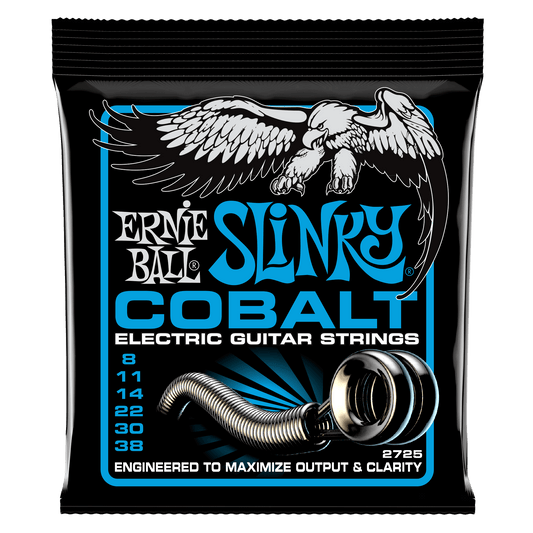 Ernie Ball 2725 Cobalt Extra Slinky Electric Guitar Strings, 8-38