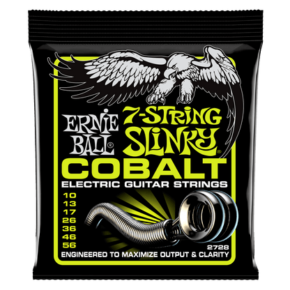 Ernie Ball 2728 Cobalt Regular Slinky 7-String Electric Guitar Strings, 10-56
