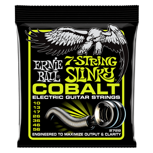 Ernie Ball 2728 Cobalt Regular Slinky 7-String Electric Guitar Strings, 10-56