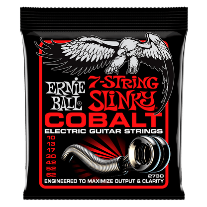 Ernie Ball 2730 Cobalt Skinny Top Heavy Bottom Slinky 7-String Electric Guitar Strings, 10-62