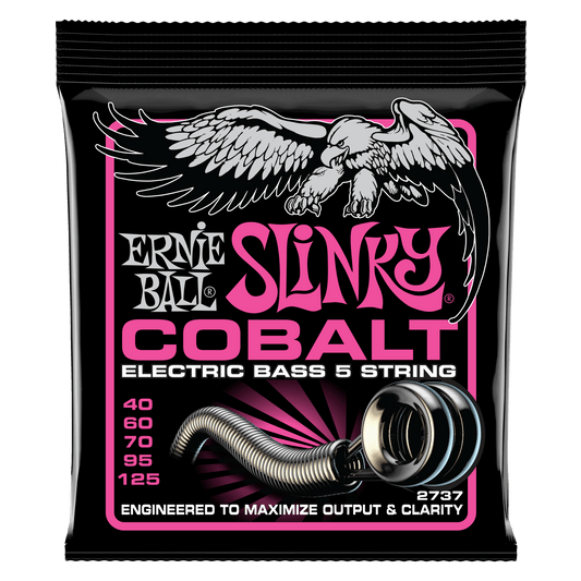 Ernie Ball 2737 Cobalt 5-String Super Slinky Electric Bass Strings, 40-125