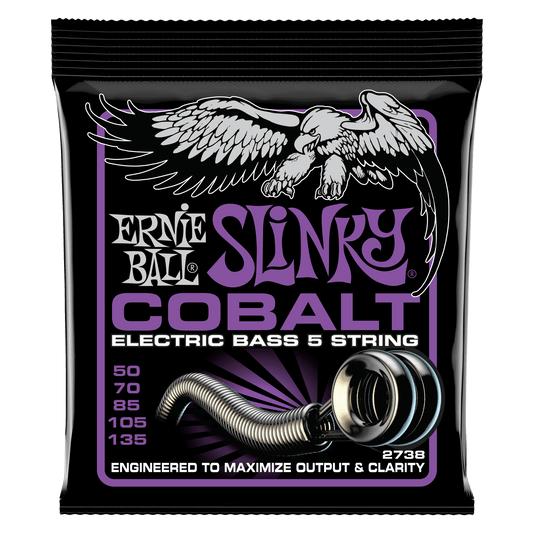 Ernie Ball 2738 Cobalt 5-String Power Slinky Electric Bass Strings, 50-135