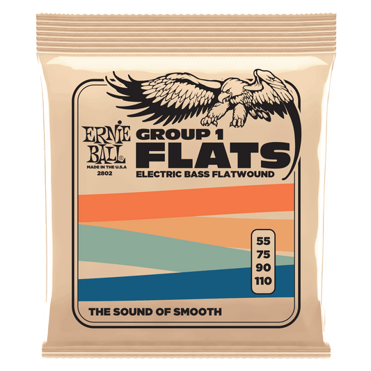 Ernie Ball 2802 Group 1 Stainless Steel Flatwound Electric Bass, 55-110