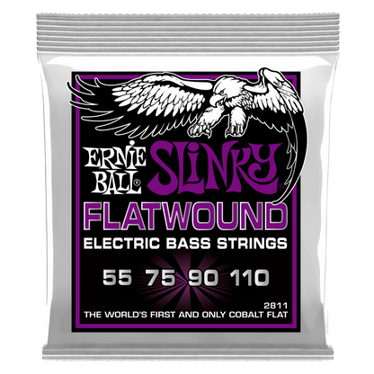 Ernie Ball 2811 Cobalt Flatwound Power Slinky Electric Bass Strings, 55-110