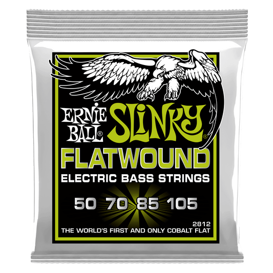 Ernie Ball 2812 Cobalt Flatwound Regular Slinky Electric Bass Strings, 50-105