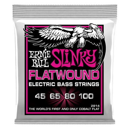 Ernie Ball 2814 Cobalt Flatwound Super Slinky Electric Bass Strings, 45-100