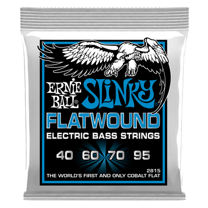 Ernie Ball 2815 Cobalt Flatwound Extra Slinky Electric Bass Strings, 40-95