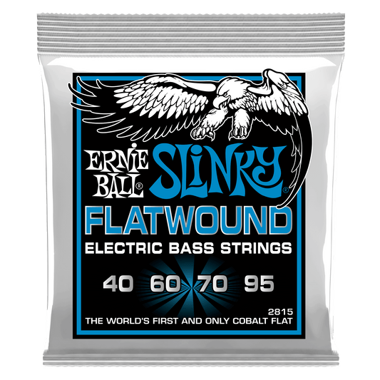 Ernie Ball 2815 Cobalt Flatwound Extra Slinky Electric Bass Strings, 40-95