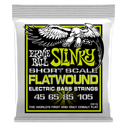 Ernie Ball 2818 Cobalt Flatwound Short Scale Regular Slinky Electric Bass Strings, 45-105