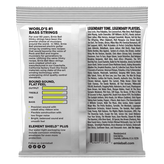 Ernie Ball 2818 Cobalt Flatwound Short Scale Regular Slinky Electric Bass Strings, 45-105