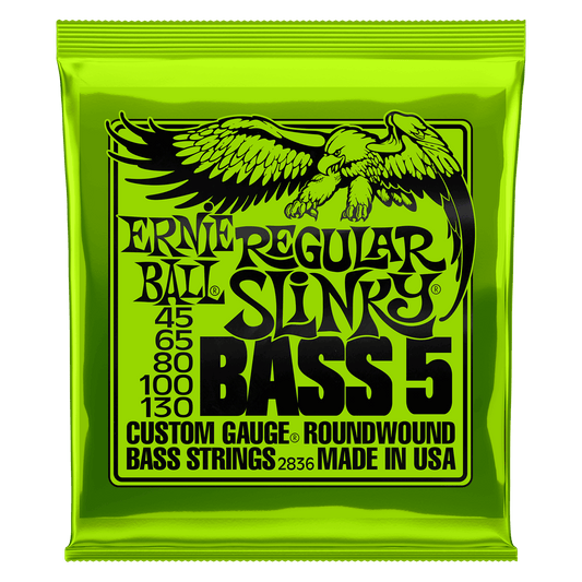 Ernie Ball 2836 Slinky 5-String Bass Strings, 45-130