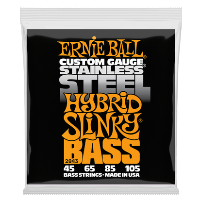 Ernie Ball 2843 Stainless Steel Hybrid Slinky Electric Bass, 45-105