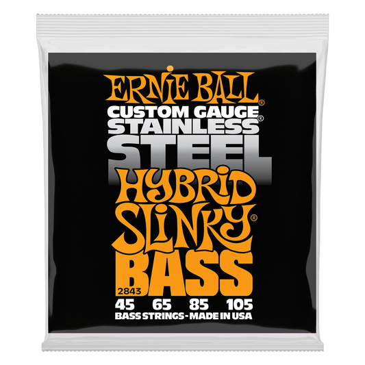 Ernie Ball 2843 Stainless Steel Hybrid Slinky Electric Bass, 45-105