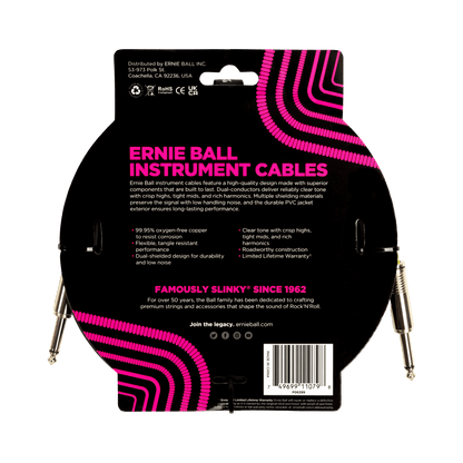 Ernie Ball Classic Instrument Cable Straight/Straight 15ft, Black, P06399