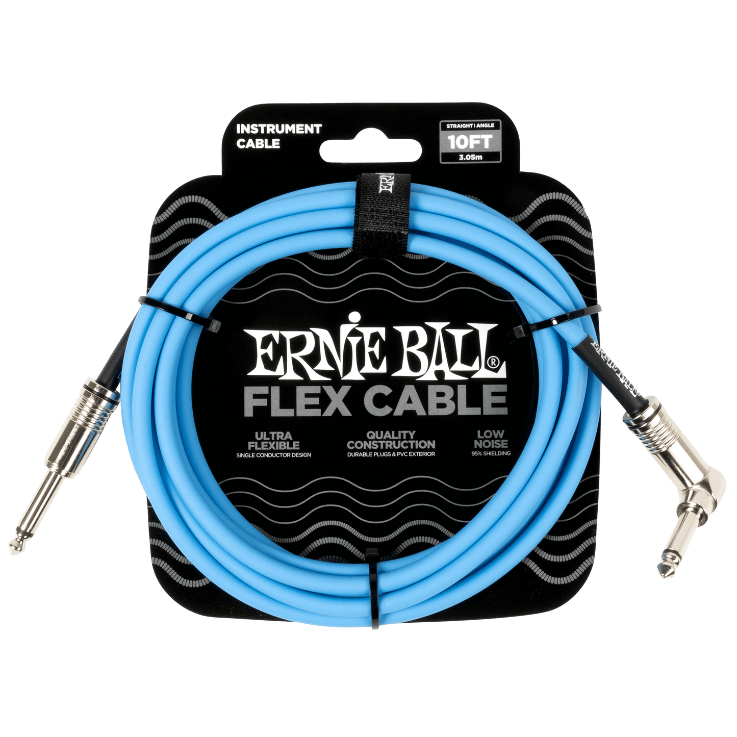Ernie Ball Flex Instrument Cable Straight/Angle 10ft, Blue, P06464