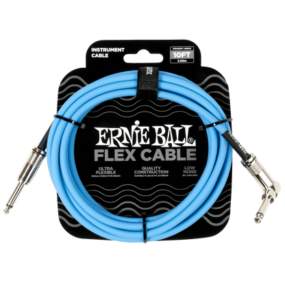 Ernie Ball Flex Instrument Cable Straight/Angle 10ft, Blue, P06464