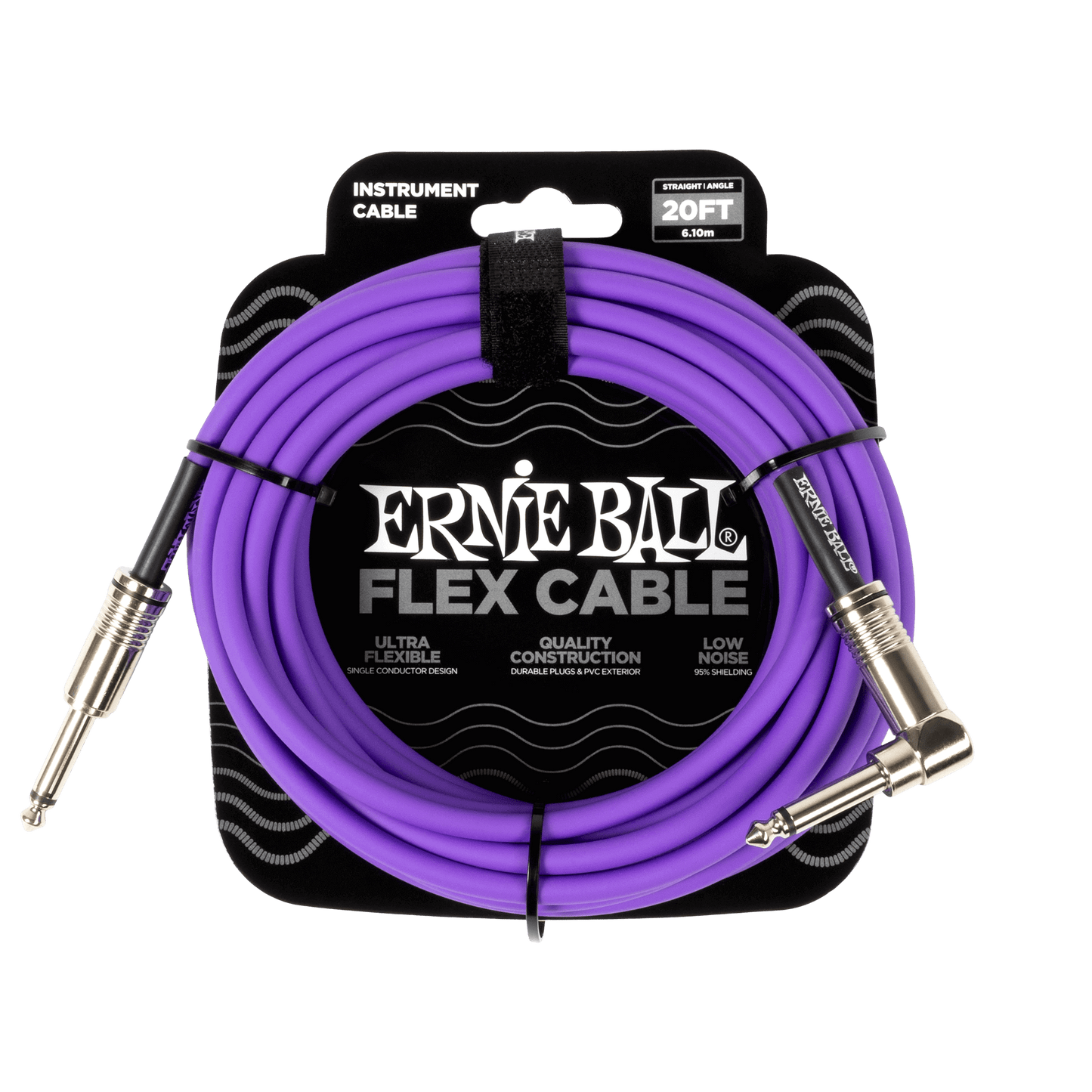 Ernie Ball Flex Instrument Cable Straight/Angle 20ft, Purple, P06466