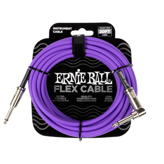 Ernie Ball Flex Instrument Cable Straight/Angle 20ft, Purple, P06466