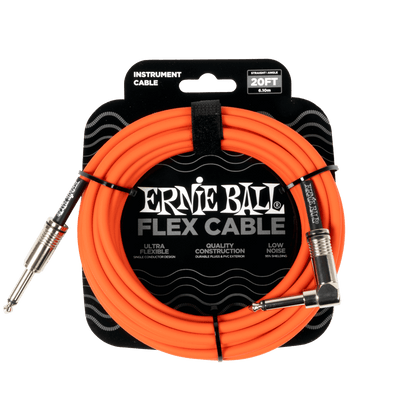 Ernie Ball Flex Instrument Cable Straight/Angle 20ft, Orange, P06467