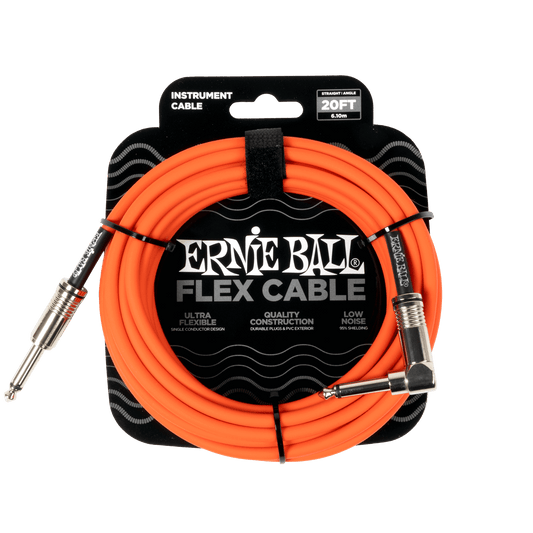 Ernie Ball Flex Instrument Cable Straight/Angle 20ft, Orange, P06467