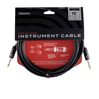 D'Addario American Stage Instrument Cable, 15 feet, PW-AMSG-15