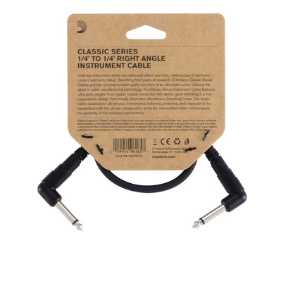 D'Addario Classic Series Patch Cable, Right-Angle, 1 Foot, PW-CGTPRA-01