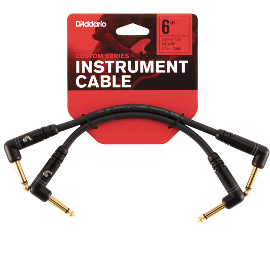 D'Addario Custom Series Patch Cable, 2-pack, Right Angle, 6 Inches