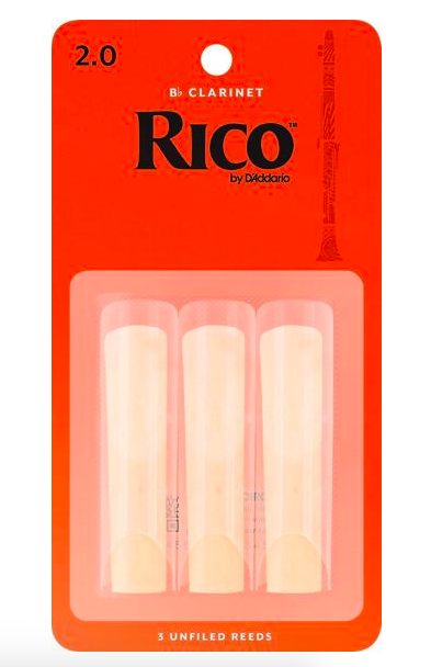 Rico by D'Addario RCA0320 Bb Clarinet Reeds, Strength 2, 3-pack