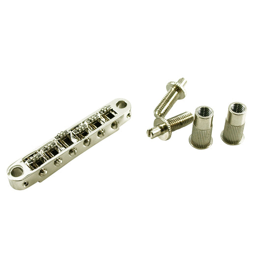 TonePros Metric Tune-O-Matic Bridge With Large Posts And Roller Saddles, Nickel