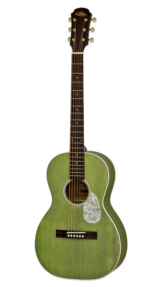 Aria Urban Player Parlor Acoustic Guitar, Stained Green, 131UP
