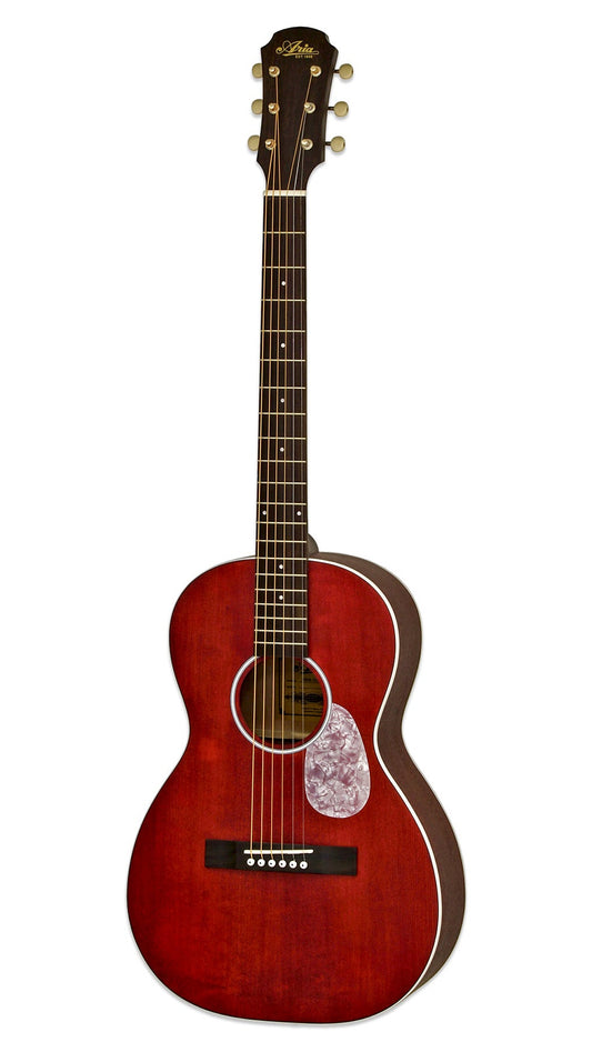 Aria Urban Player Parlor Acoustic Guitar, Stained Red, 131UP